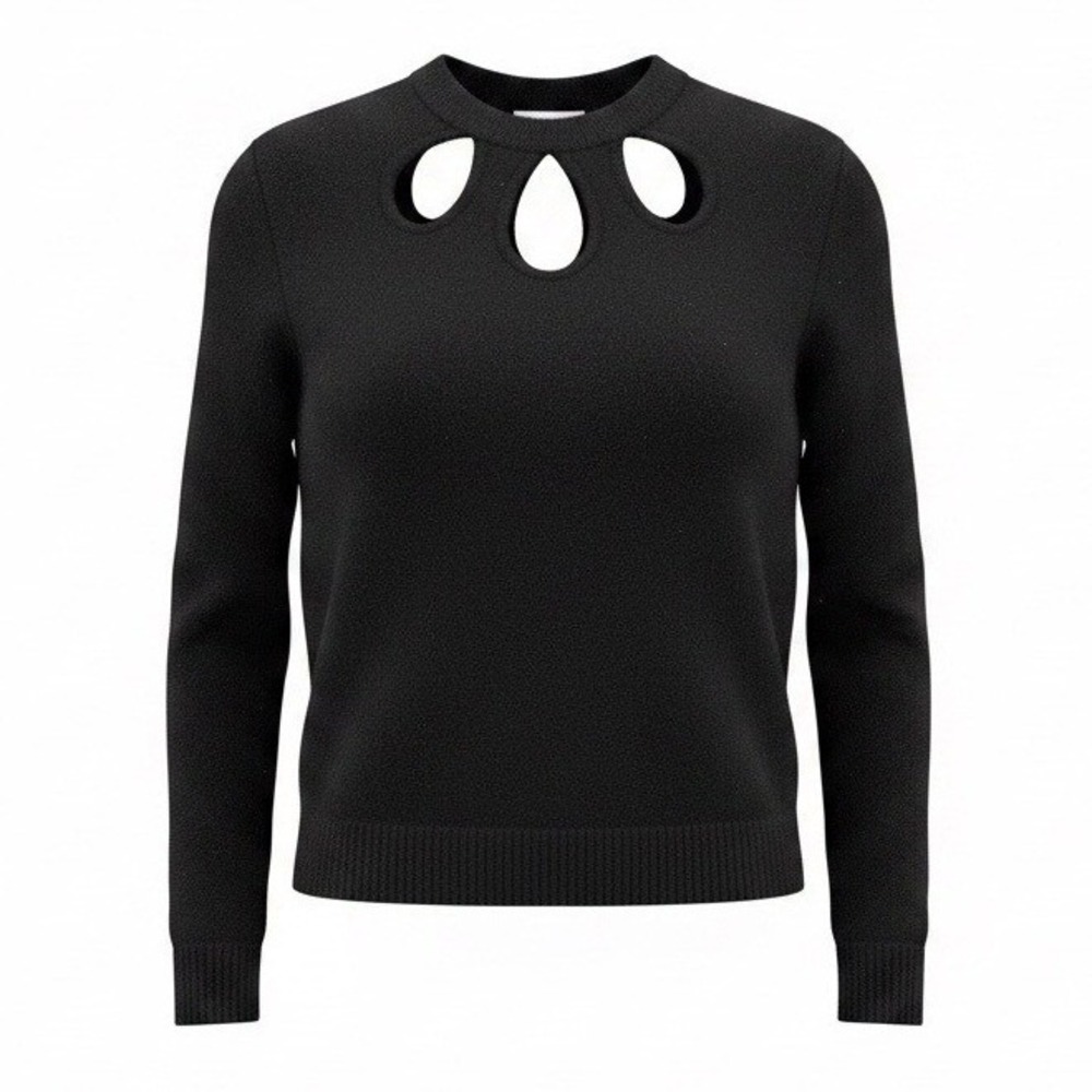 Neiman Marcus Cashmere Sweater Cutout Minimalist Quiet Luxury Black Womens XL